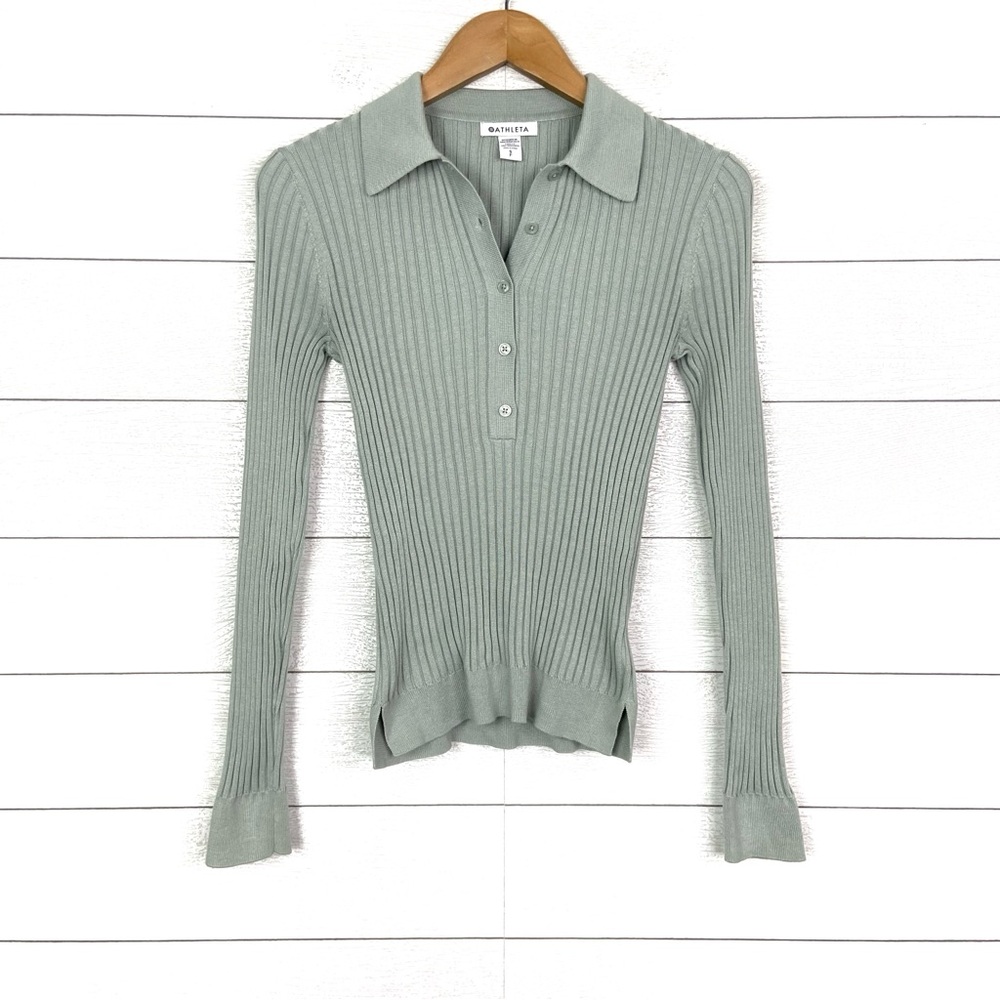 ATHLETA Sweet Bay Henley Sweater Collared Ribbed Small